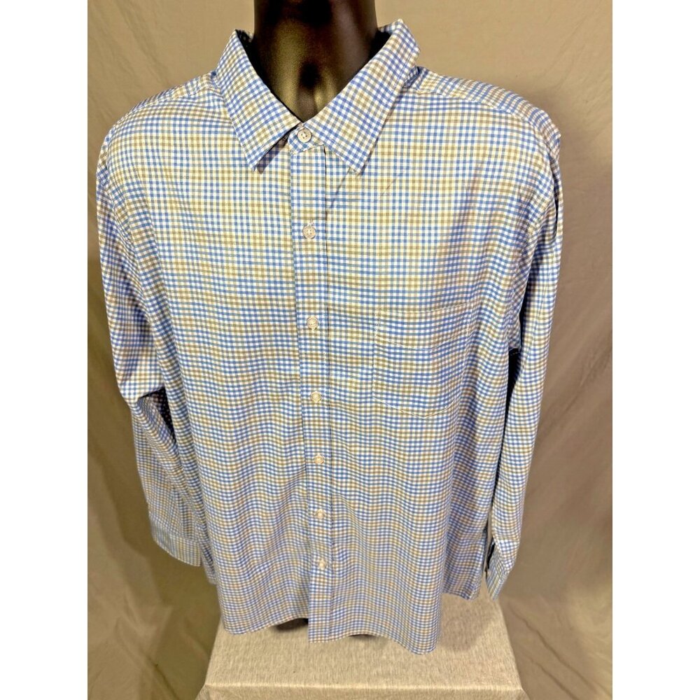 Haggar Men’s Plaid Dress Shirt Size XL Checks Long Sleeve Business Casual Office